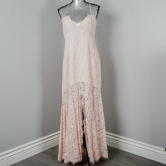 NWT Fame And Partners  Pink Lace Mermaid gown - 10 - Picture 2 of 8